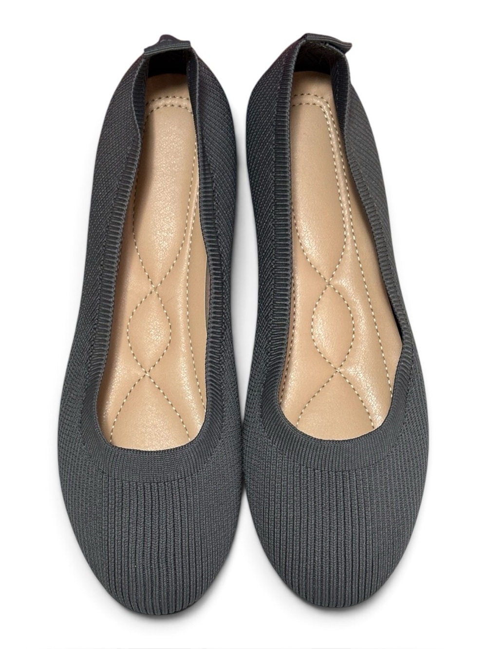 NWOT Dark Grey Knit Ballet Flats Rounded Toe Size 38 (US 7)